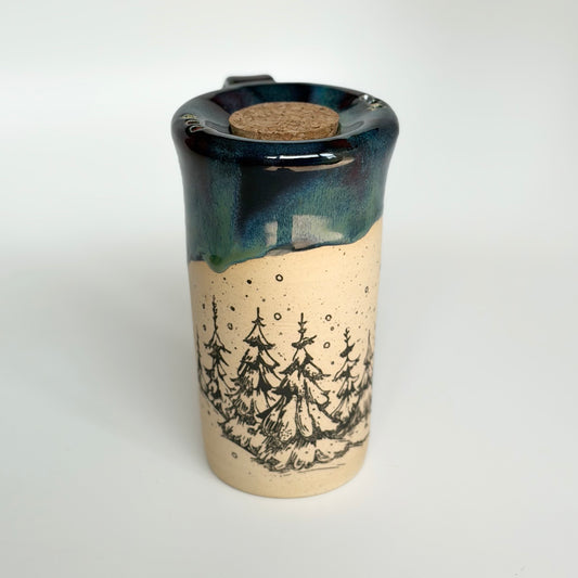 Snowy Trees Travel Mug (Northern Lights)