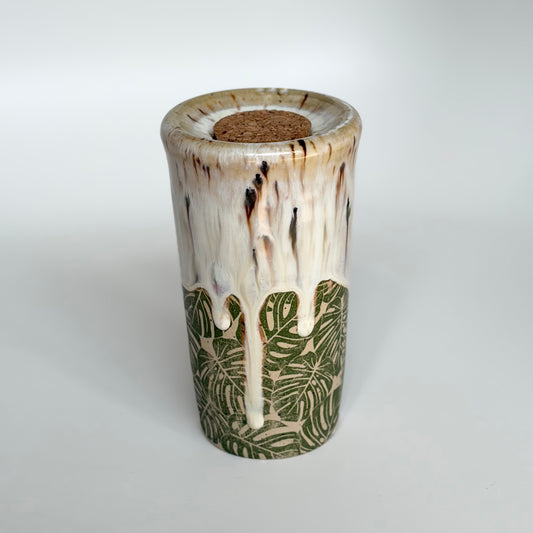 Green Monstera Travel Tumbler