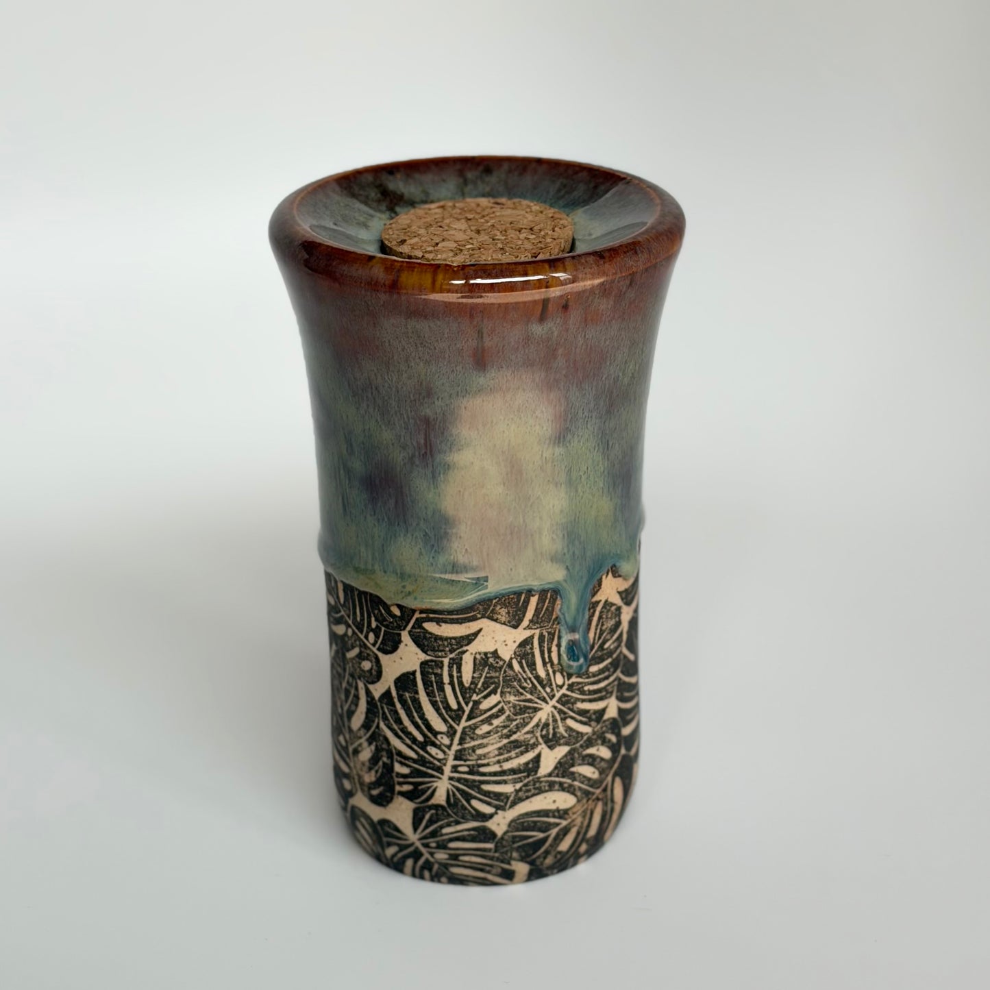 Black Monstera Travel Tumbler