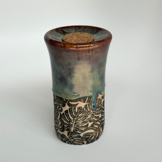 Black Monstera Travel Tumbler