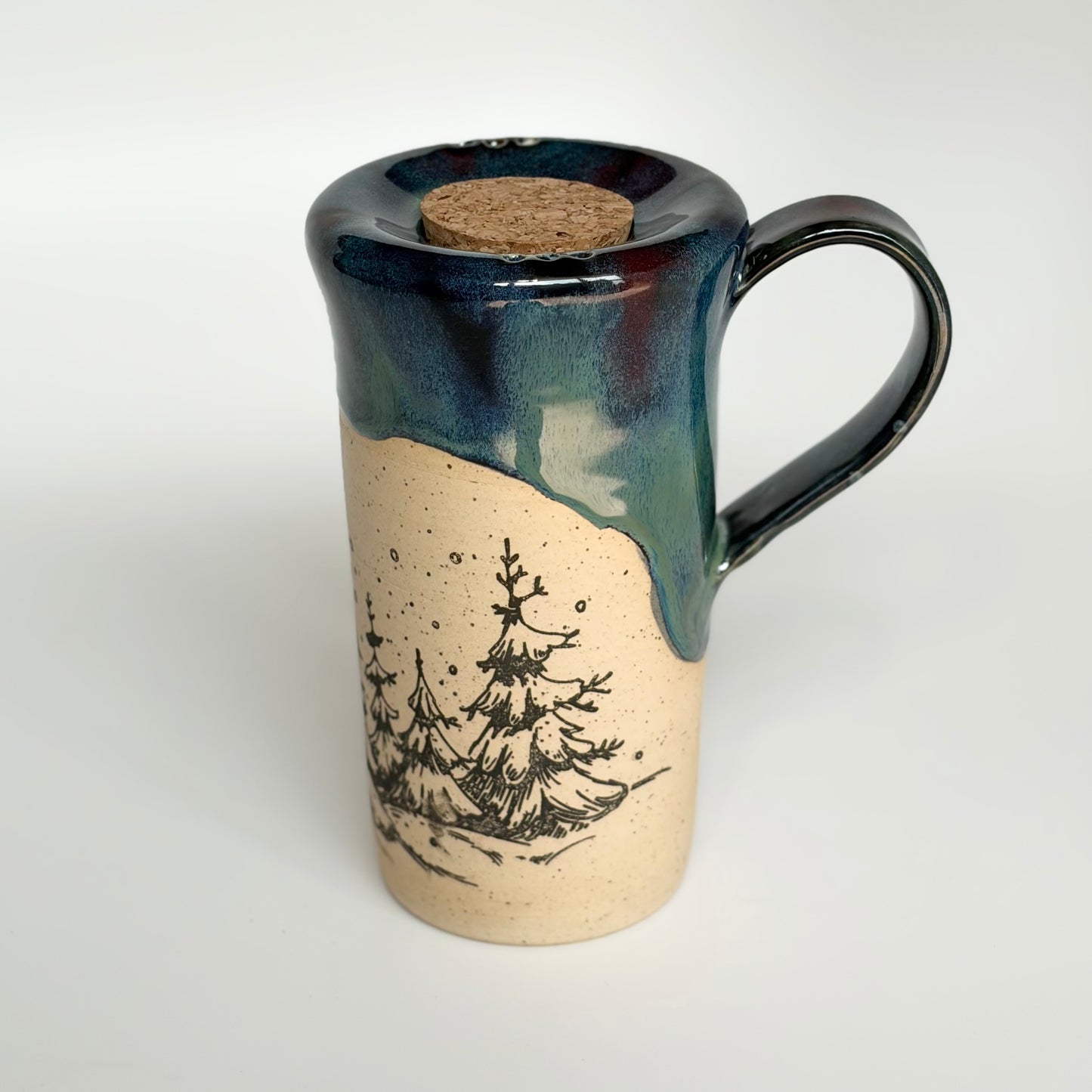 Snowy Trees Travel Mug (Northern Lights)