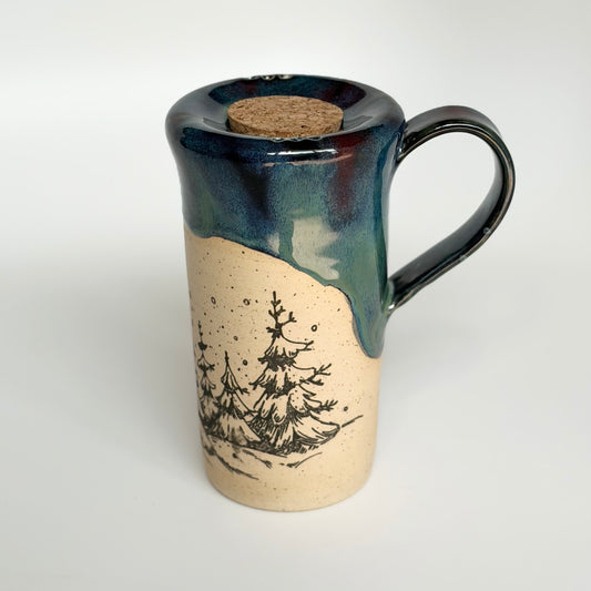 Snowy Trees Travel Mug (Northern Lights)
