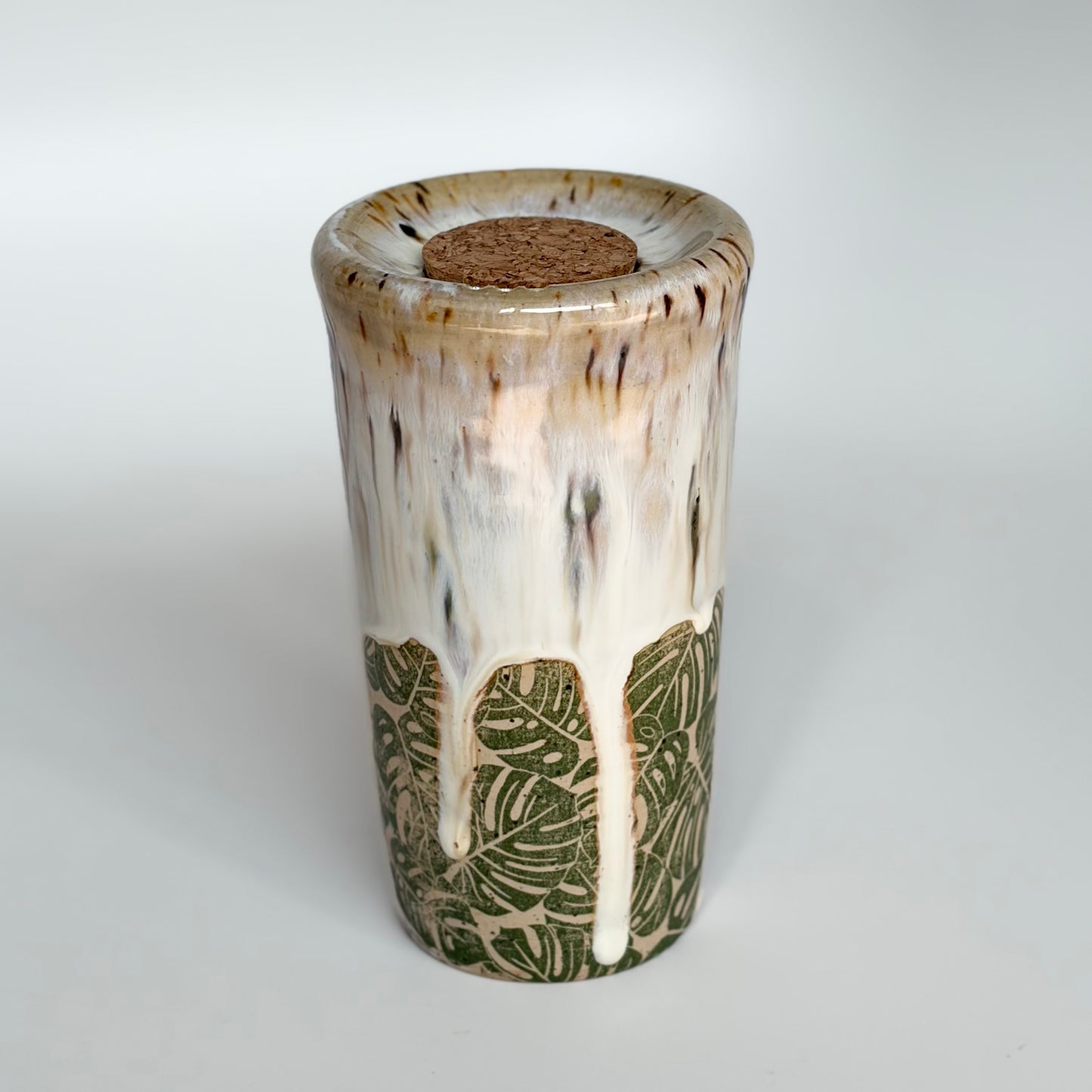Green Monstera Travel Tumbler
