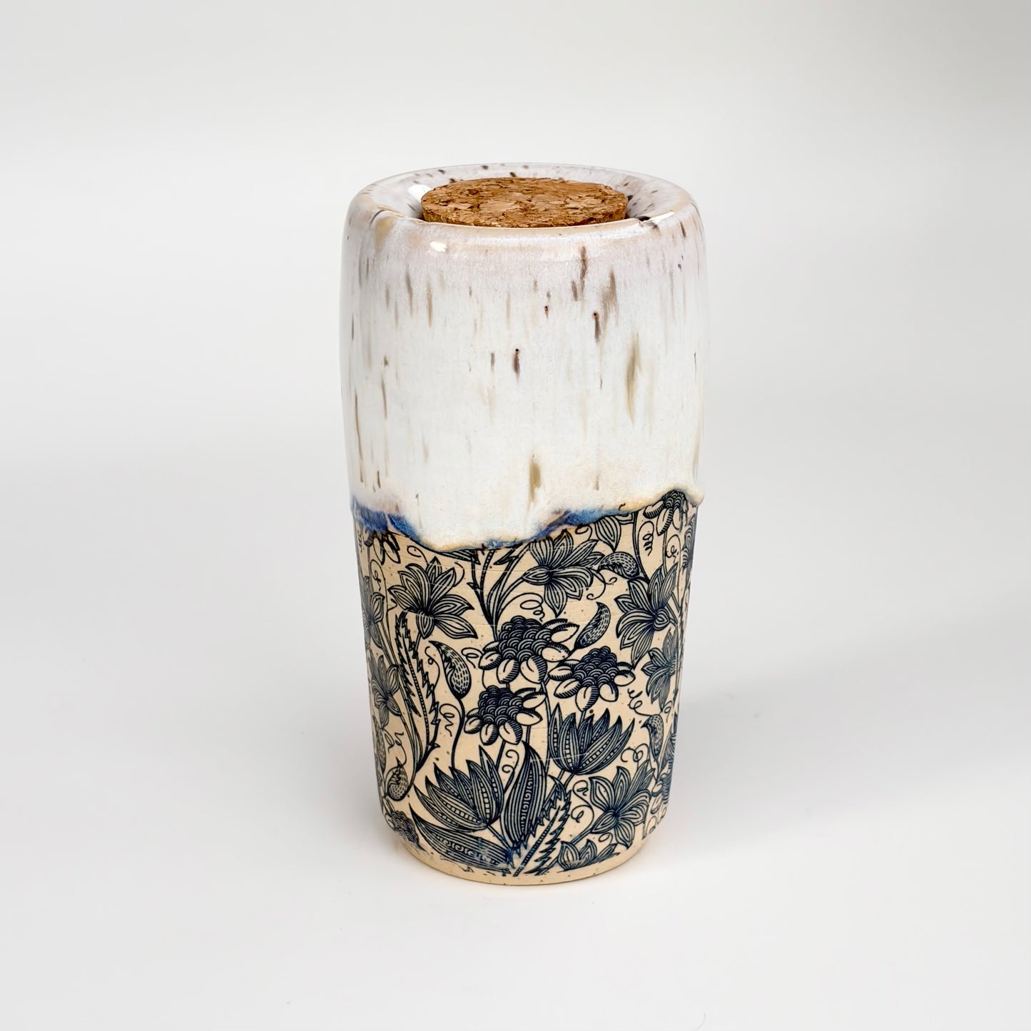 Blue Floral Travel Tumbler