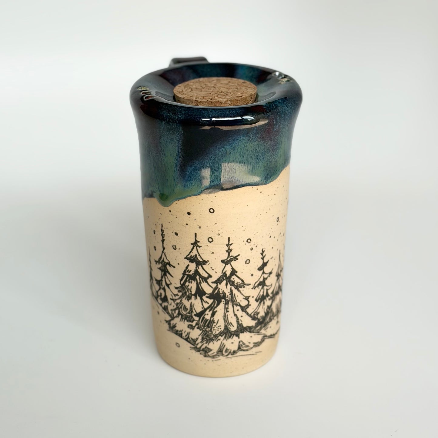 Snowy Trees Travel Mug (Northern Lights)